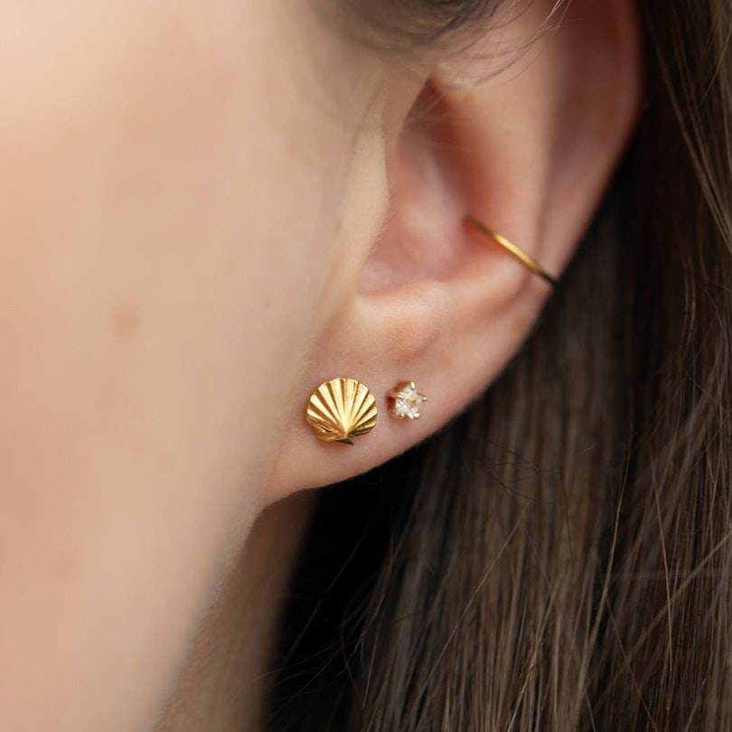 Charming shell shaped internally threaded shell labret