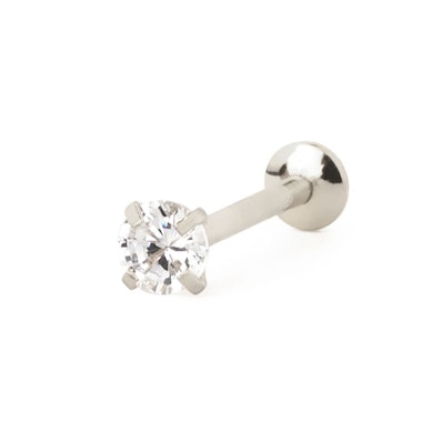 Push-in labret with stone on top