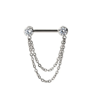 Titanium nipple barbell with chains