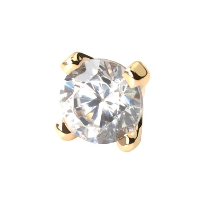 Dermal top made of solid 14k gold with clear gem