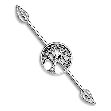 Straight barbell with tree of life