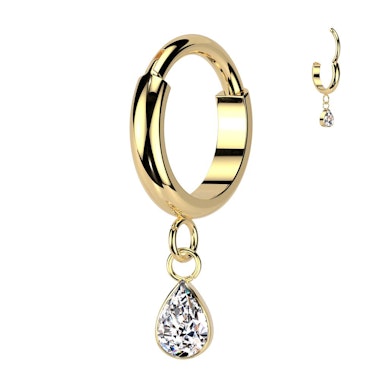 Titanium ring with teardrop dangle