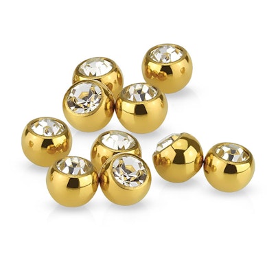 Piercing ball in different colors with bezel-set gem