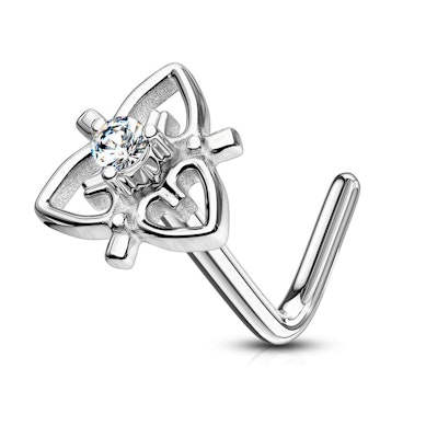 Nose ring with filigree heart and stone