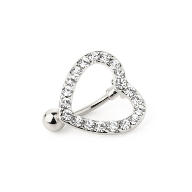 Belly button ring with inlaid edge heart