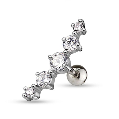 Helix piercing jewelry with gem channel