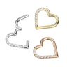 Hinged CZ paved heart-shaped ring made of titanium Body Piercing