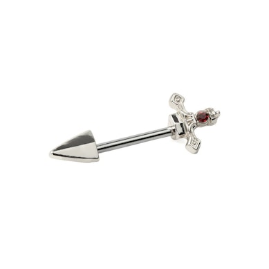 Nipple barbell shaped like a dagger