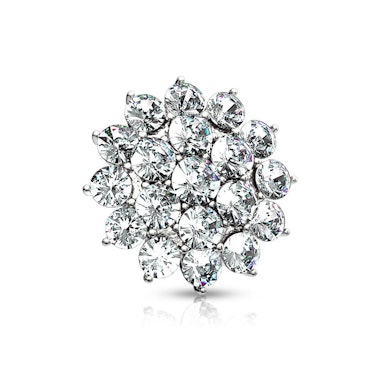Dermal top made of 14k gold with flower charm