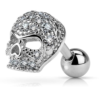 Ear piercing with skull