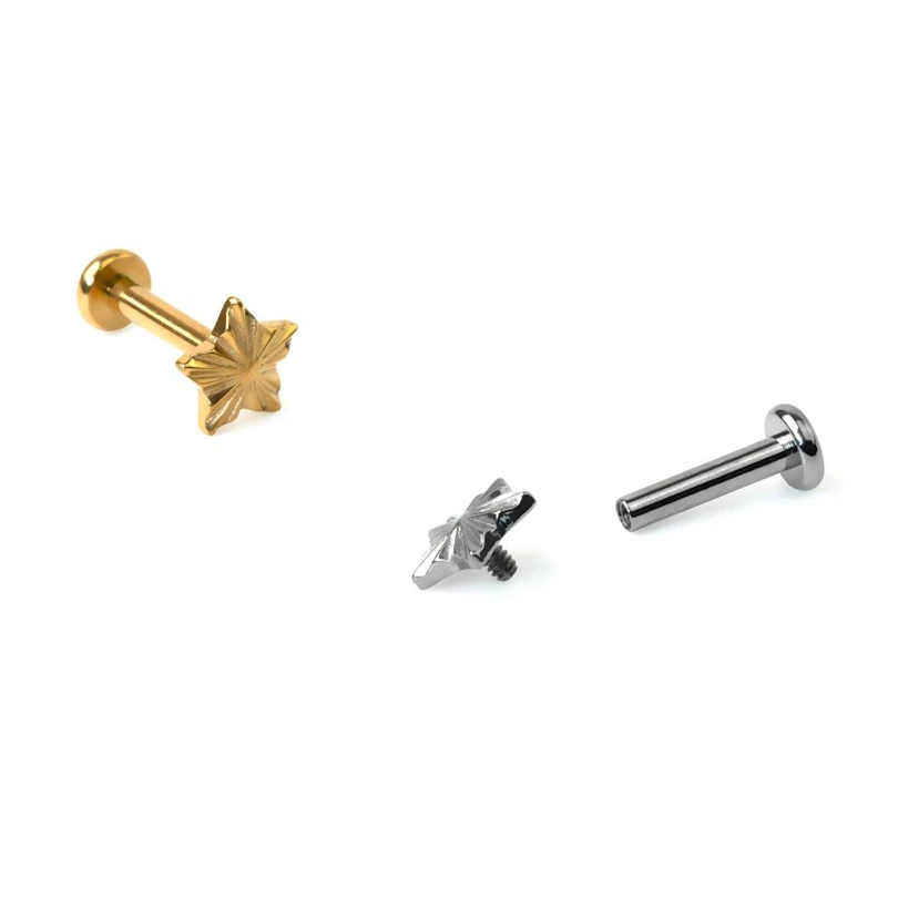 Star shaped titanium internally threaded labret