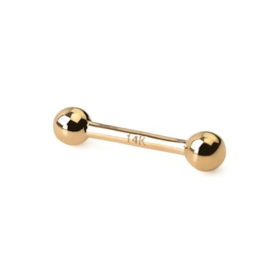 Straight barbell made of 14k gold