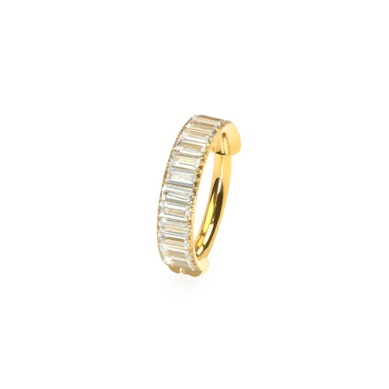 Titanium ring with narrow baguette cut stones