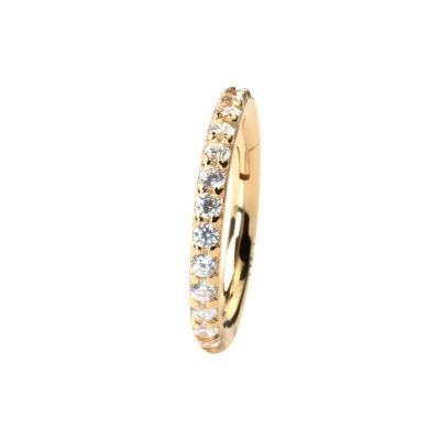 Hinged segment ring made of 14k gold with zirconia channel