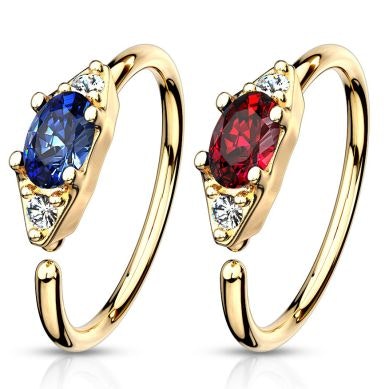 Seamless ring with oval gem in a variety of colors