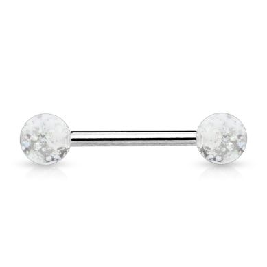 Tongue barbell made of surgical steel with acrylic balls in your choice of color