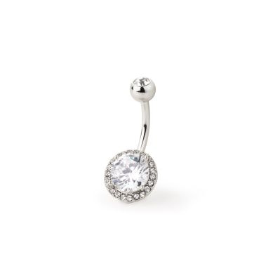 Belly button ring with faceted bottom stone