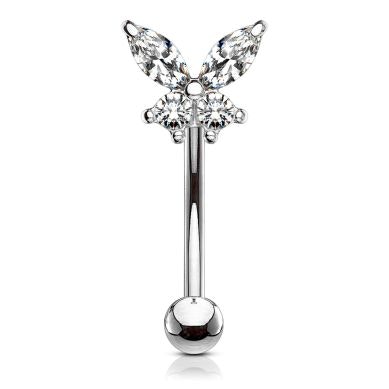 Curved barbell with studded butterfly