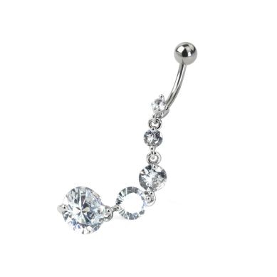 Belly button ring with long dangle