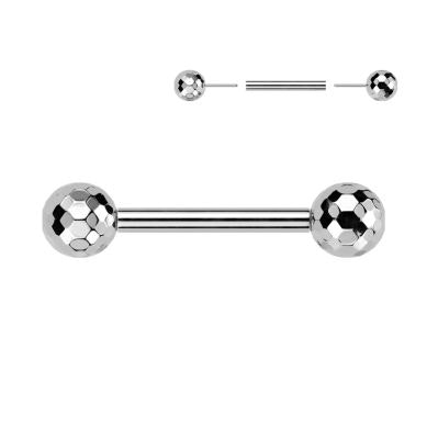 Titanium push in barbell with disco ball ends