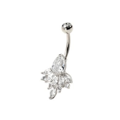 Belly button ring with oblong stones