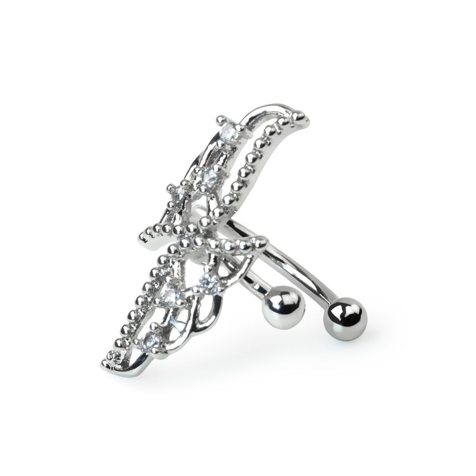 Ear cuff with wings in surgical steel-silver