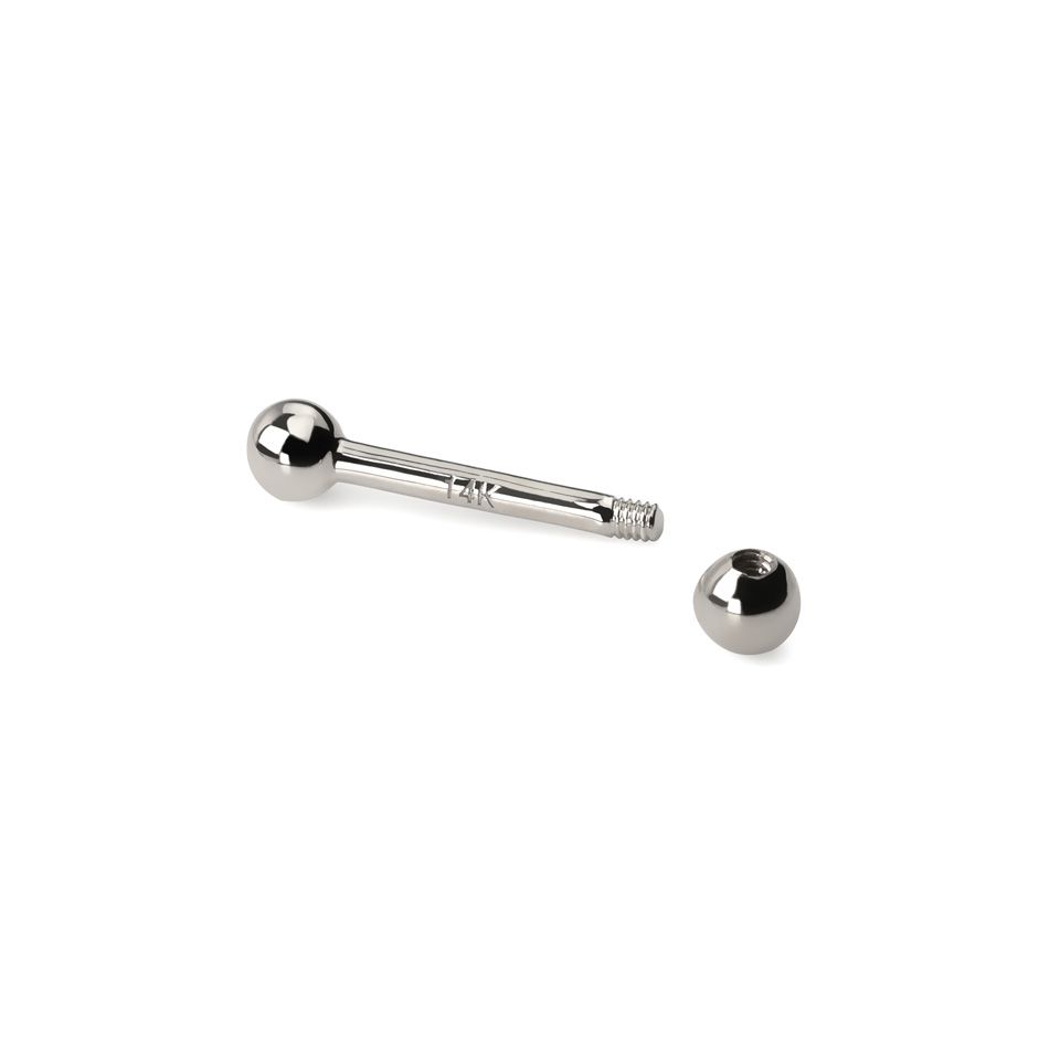 Straight barbell made of 14k gold