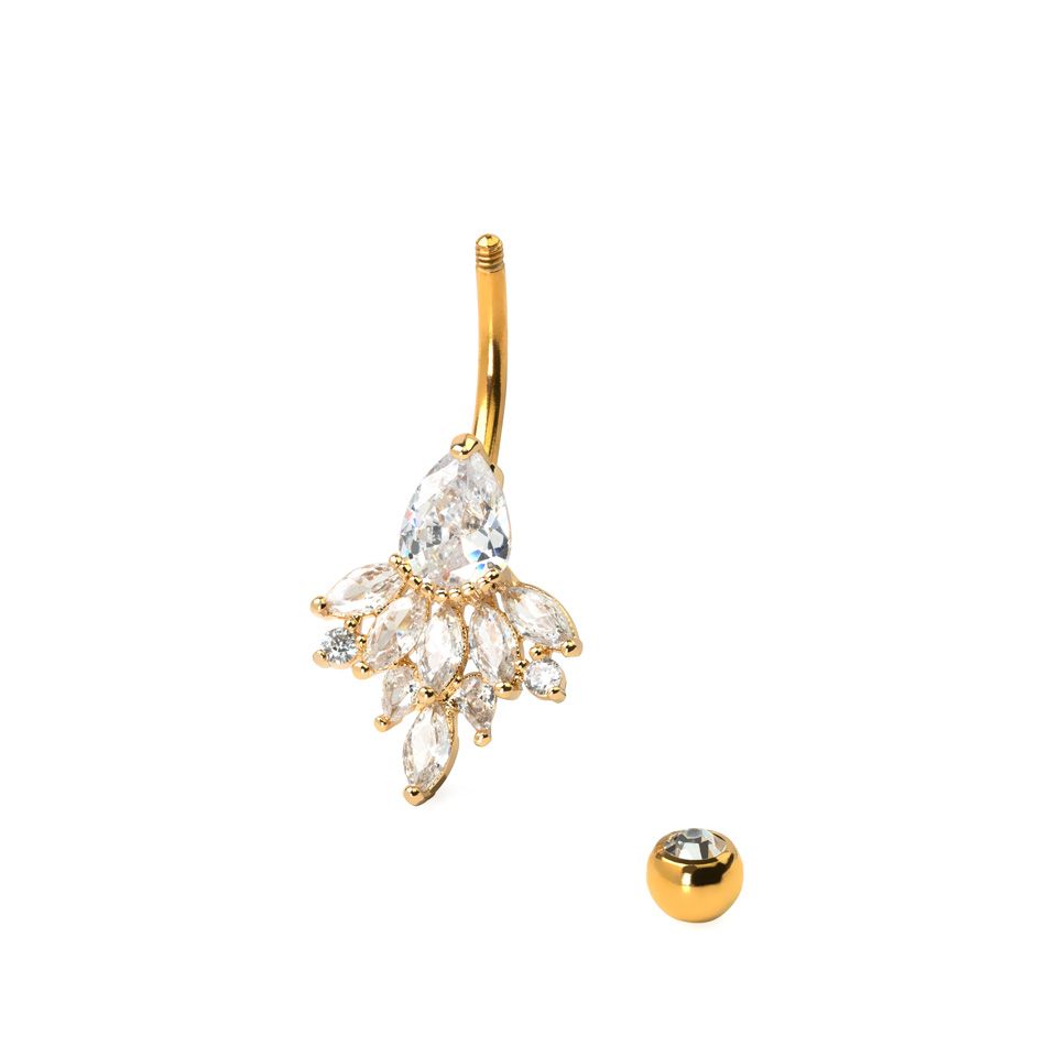 Belly button ring with oblong stones