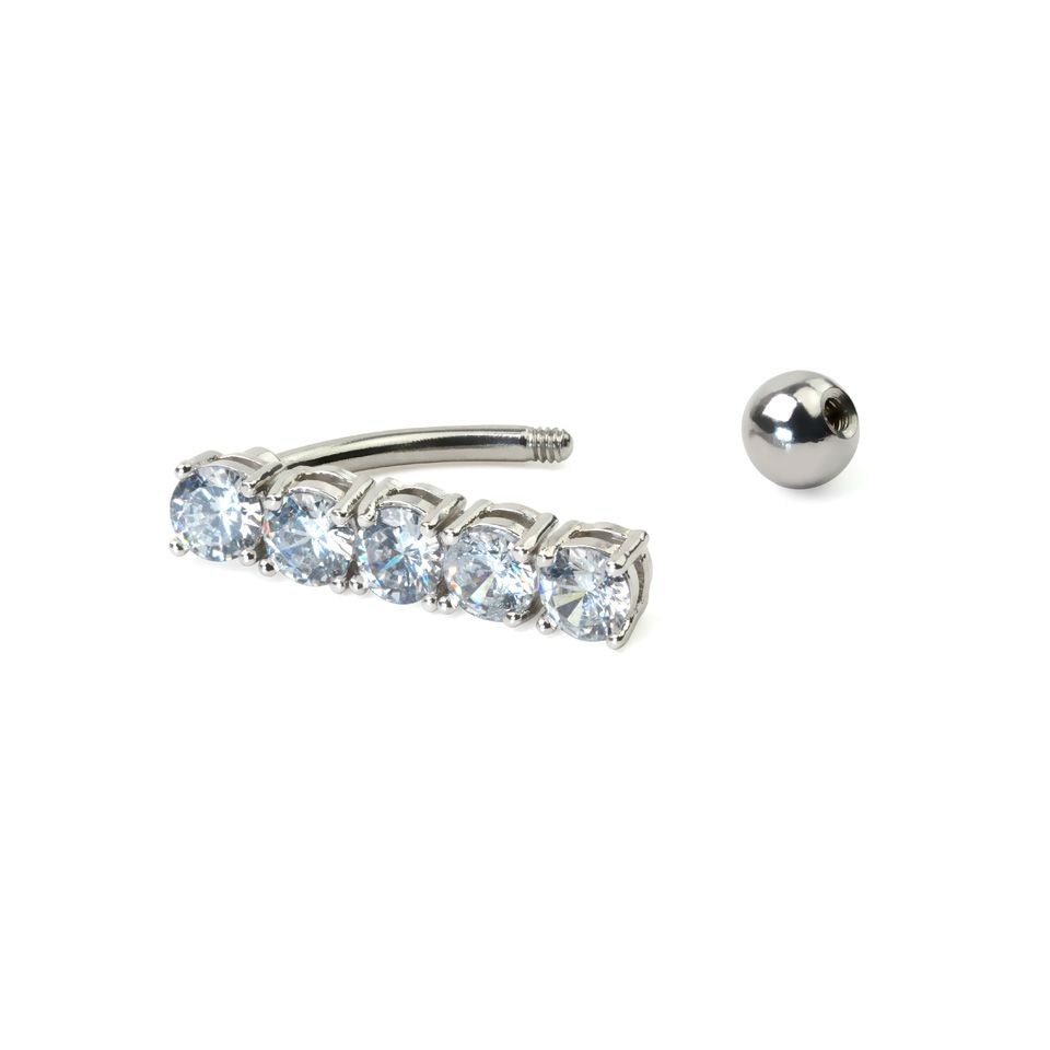 Reverse belly button ring with moving joints