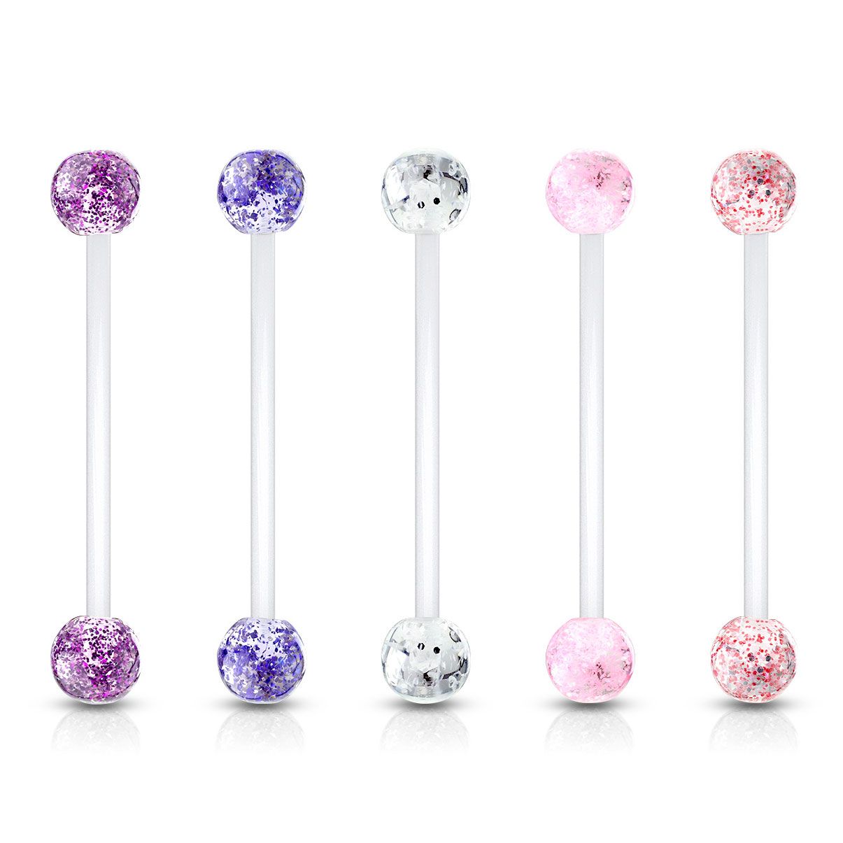 Pregnancy belly button ring with glitter balls