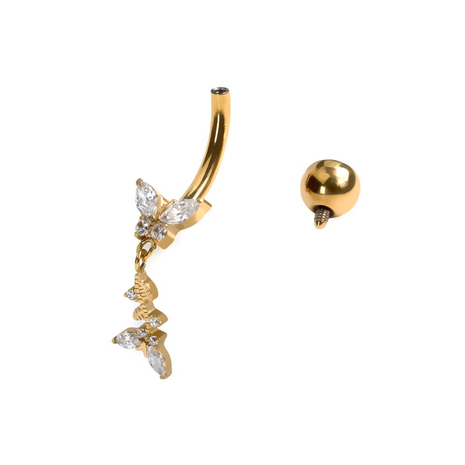 Titanium belly ring with butterflies
