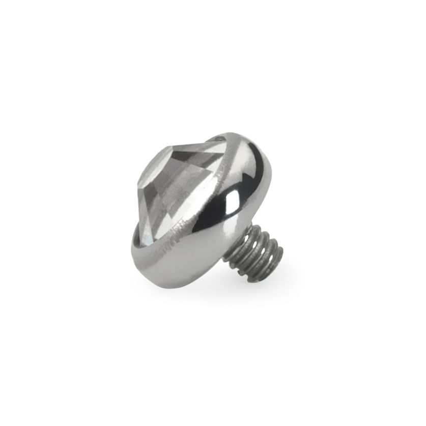 Dermal top jewelry made of titanium with colored stone
