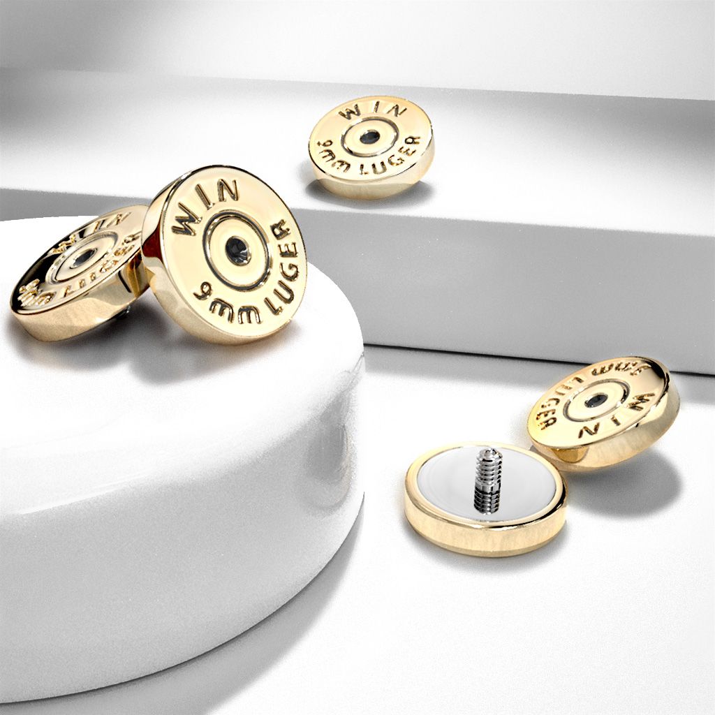 Dermal top jewelry with the back of a cartridge for charm