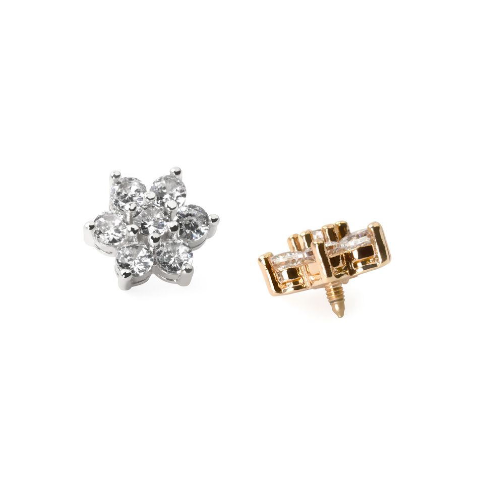 Dermal top with studded flower charm in your choice of color