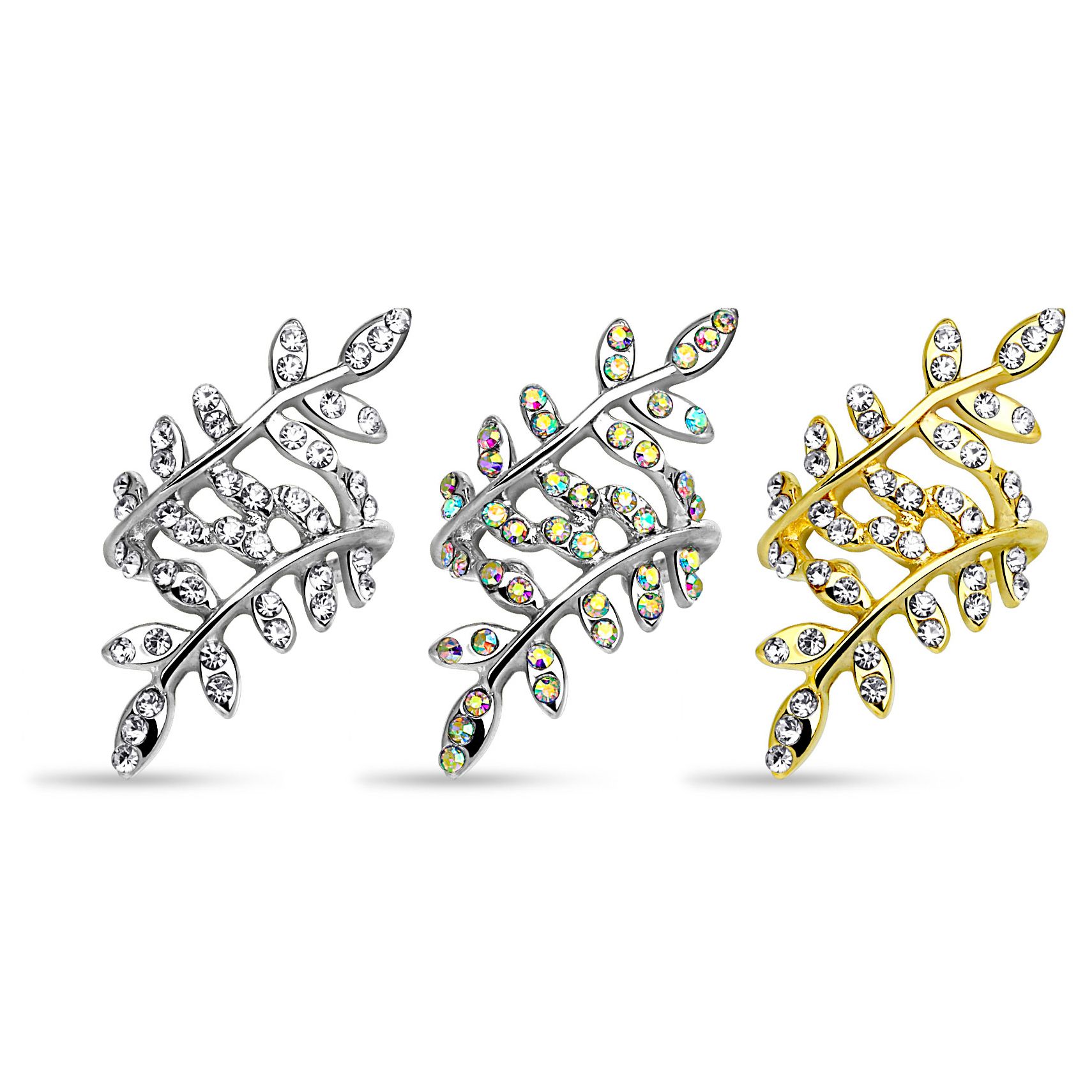 Ear cuff με φτερά με πέτρες