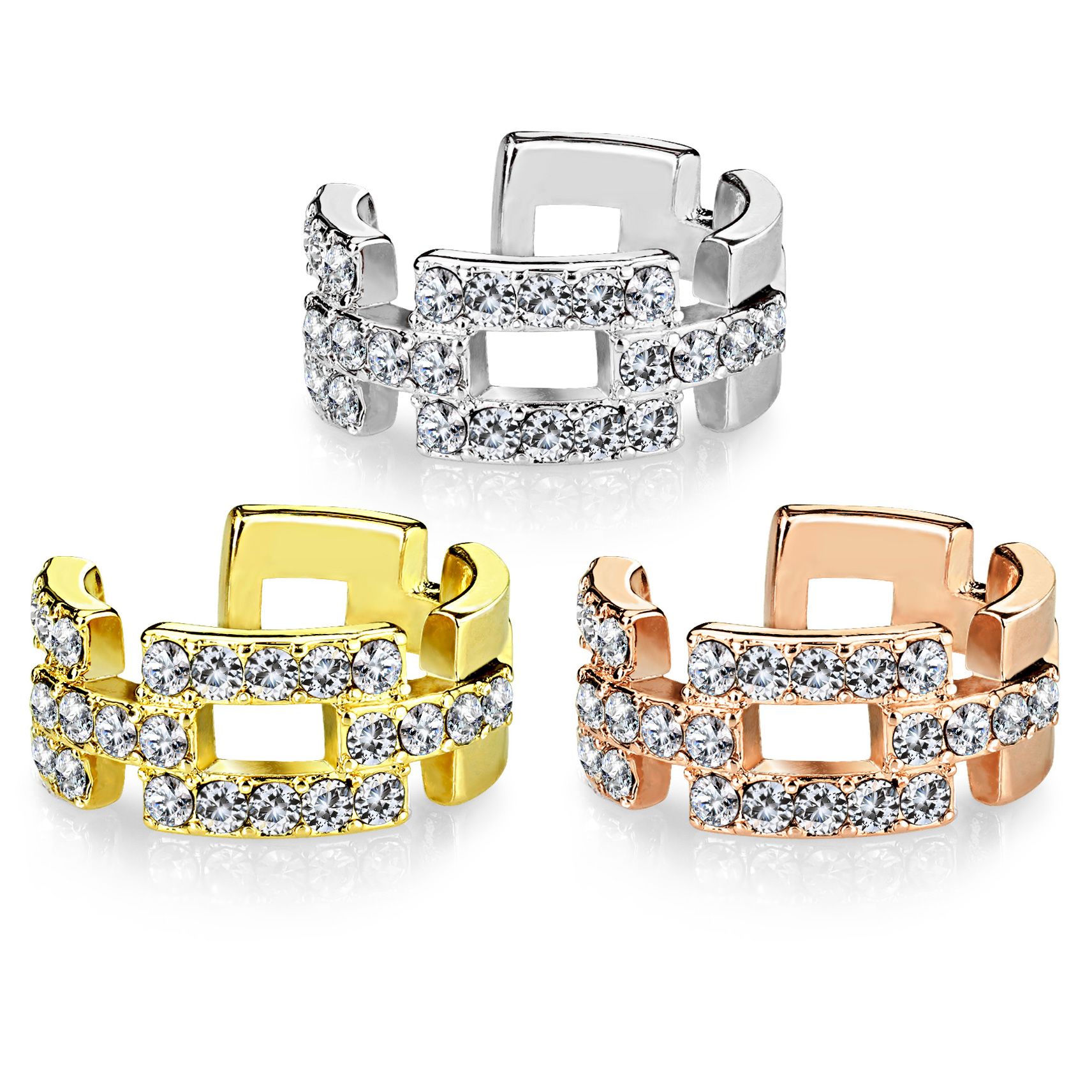 Ear cuff με τετράγωνες πέτρες