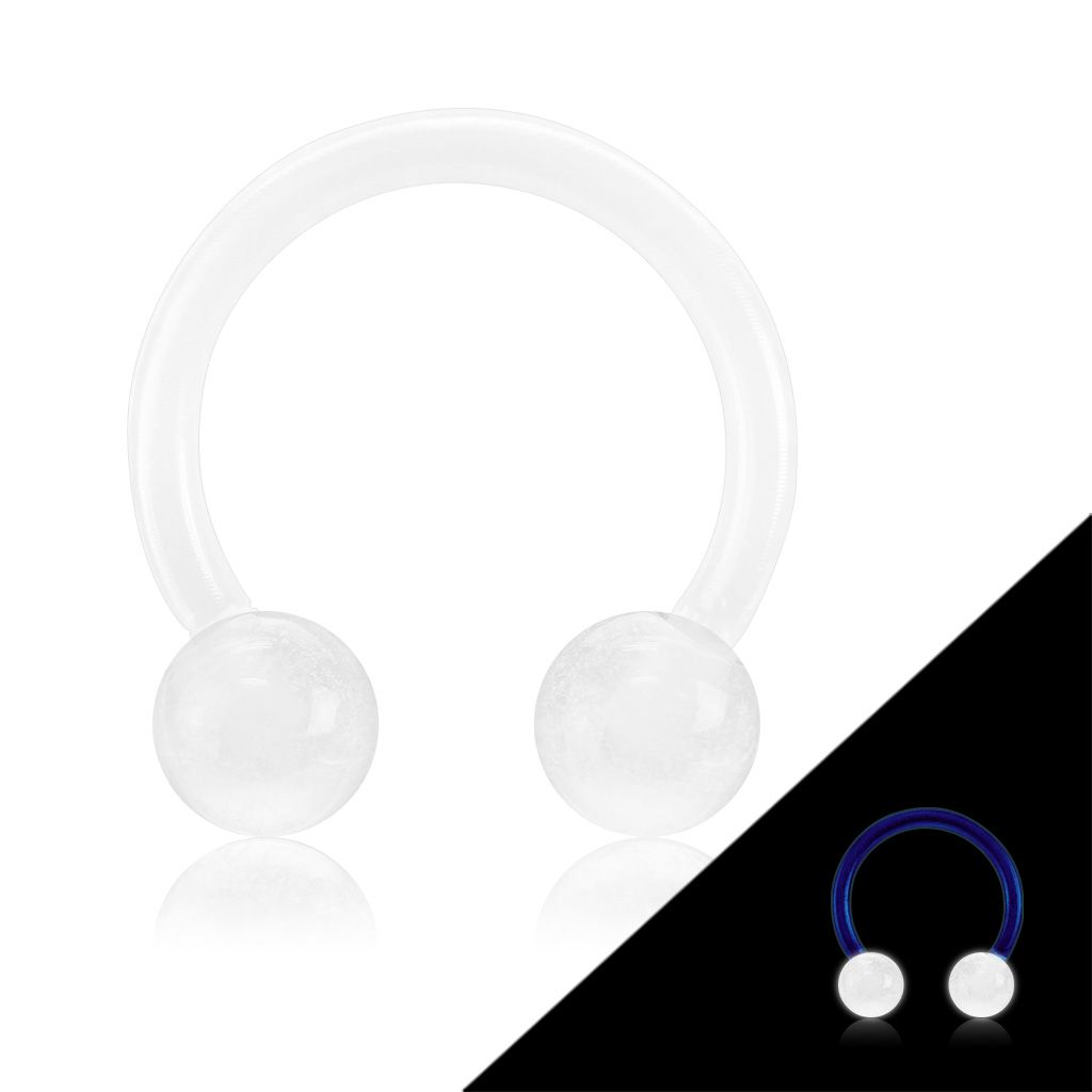 Circular barbell made of glow in the dark acrylic