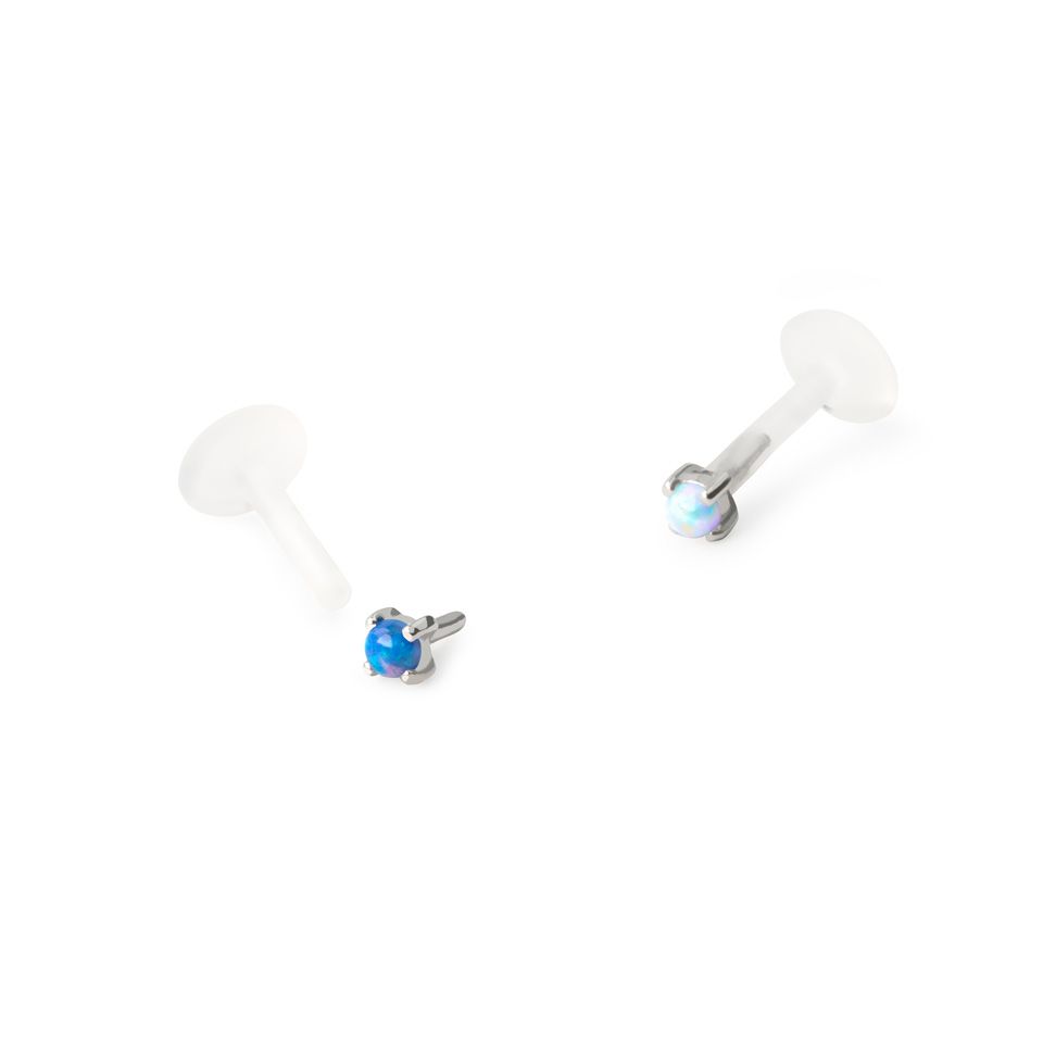 14k gold labret with opal stone
