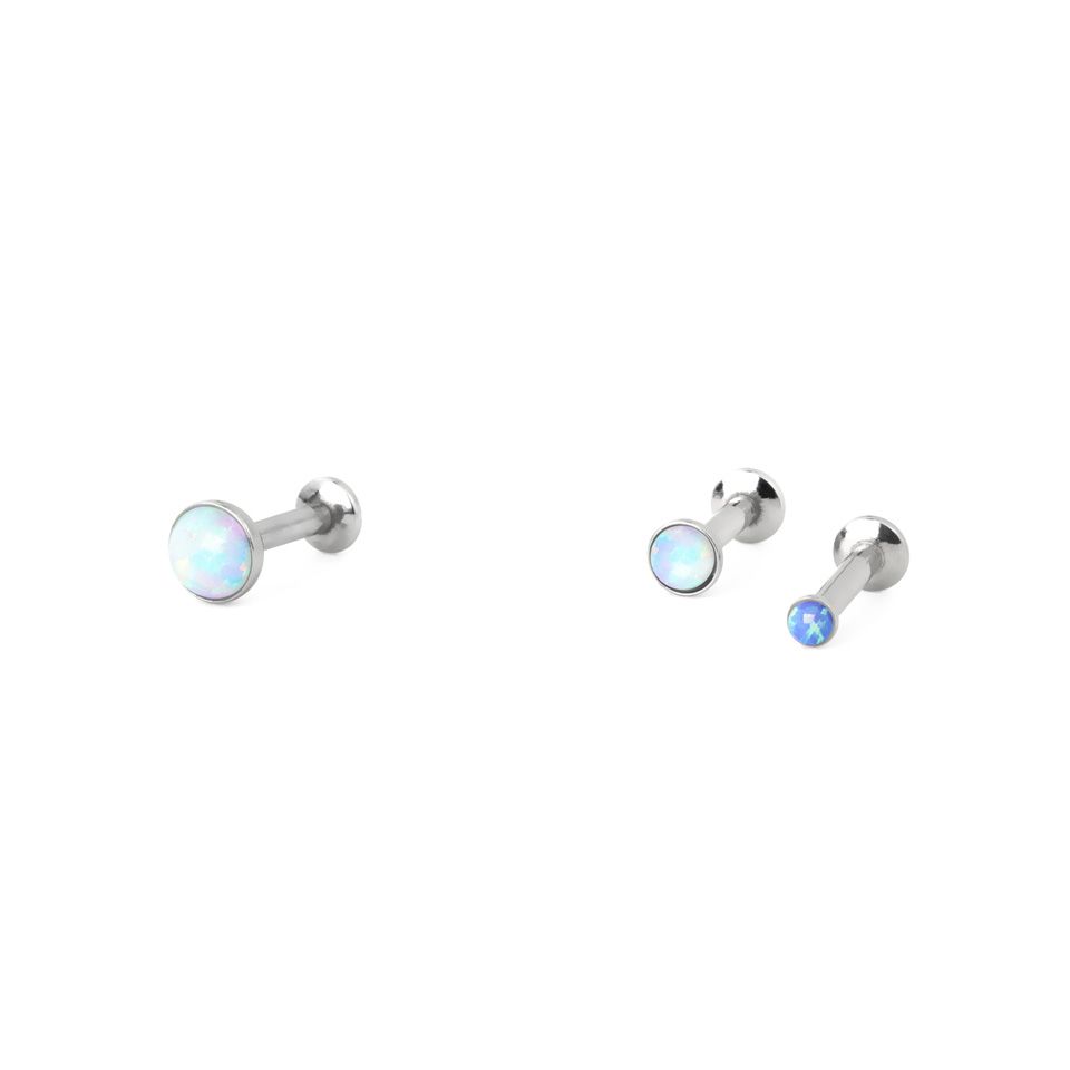 Push-in labret with opal