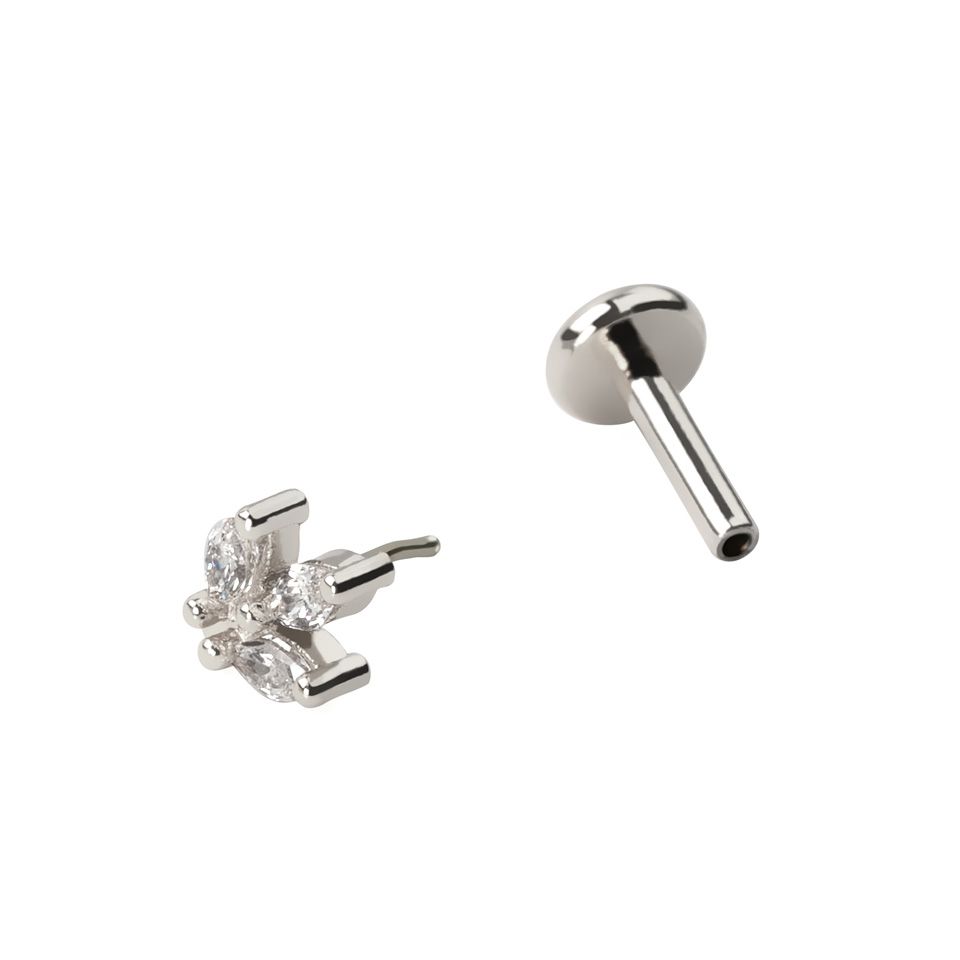 Push-in labret with marquise stones