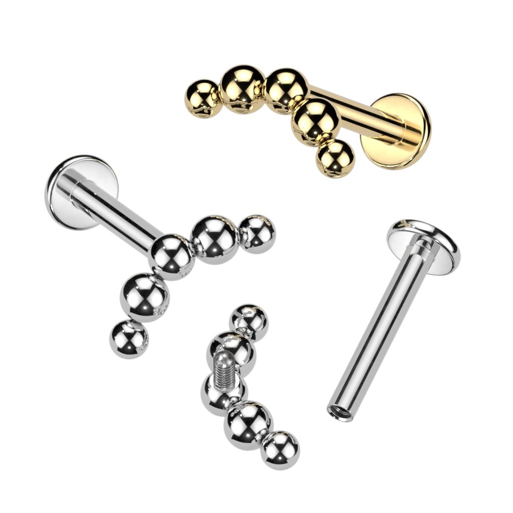 Titanium labret with decorative beaded top