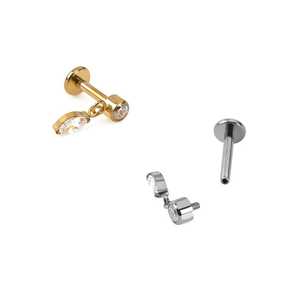Labret από τιτάνιο με marquise φυλαχτό