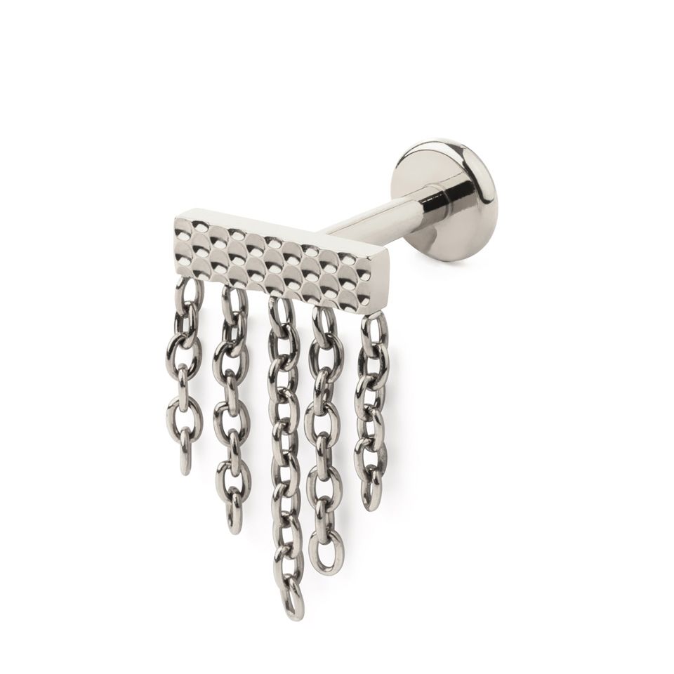 Rectangular labret with chains