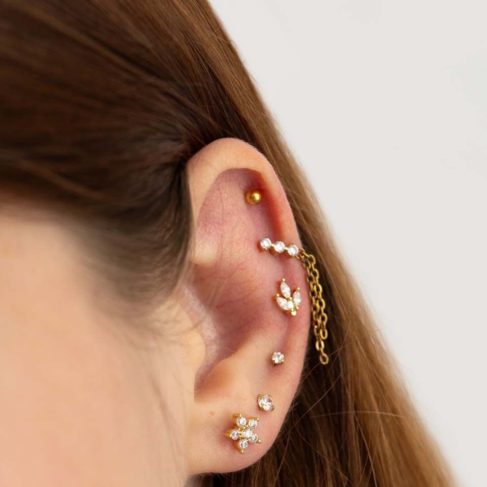 Διπλής όψης labret από τιτάνιο με φλατ πλάτη σε σχήμα καρδιάς