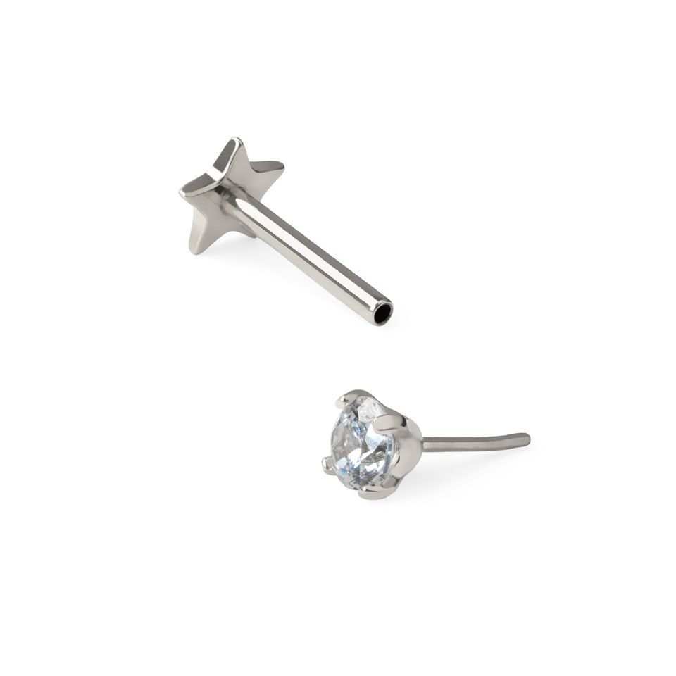 Labret  χωρίς στύλο διπλής όψης από τιτάνιο με φλατ αστέρι πλάτη και πετράδι