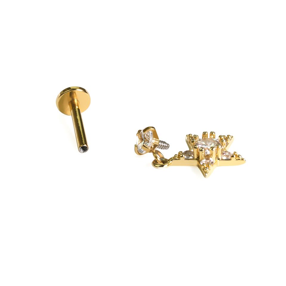 Labret με κρεμαστό αστέρι και στολίδια