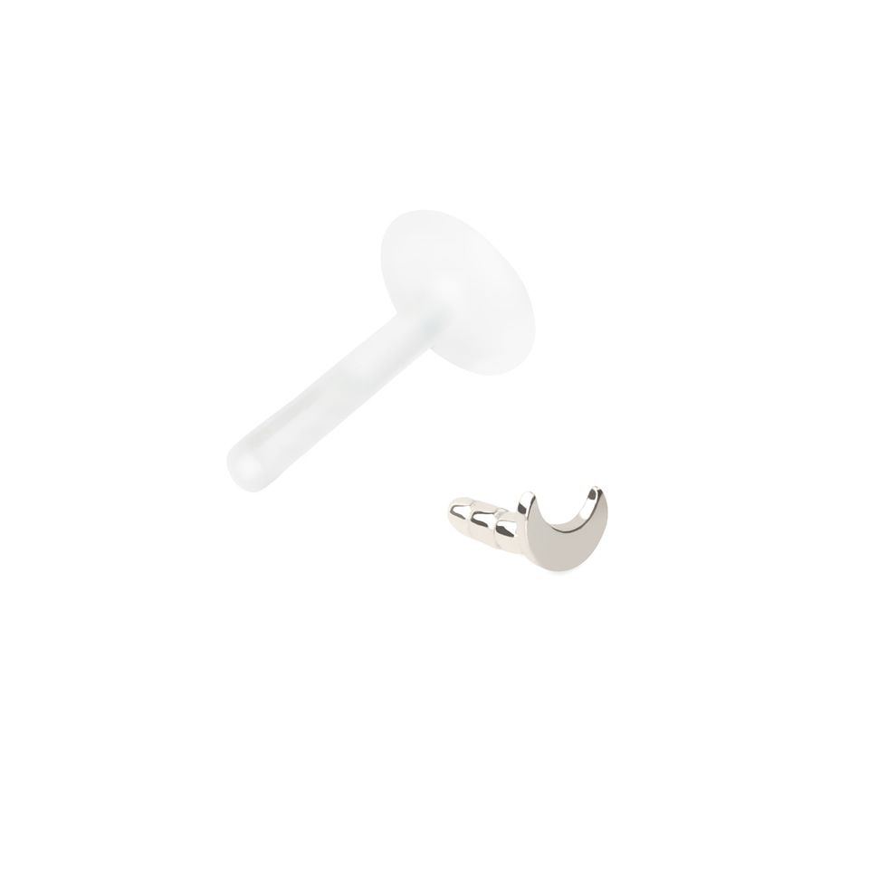 14k gold labret with half moon