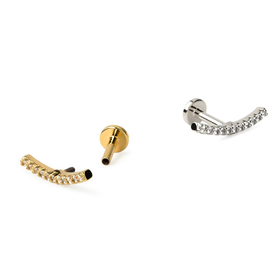 Labret internally threaded with studded arch