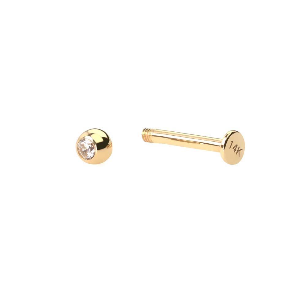 Labret made of 14k gold with stone