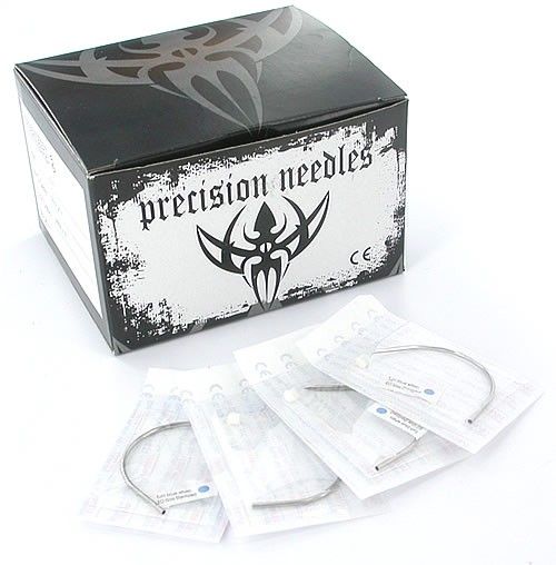 Curved sterile piercing needle